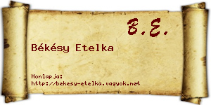 Békésy Etelka névjegykártya